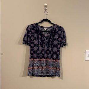 Lucky Brand Short Sleeve Cotton Blouse